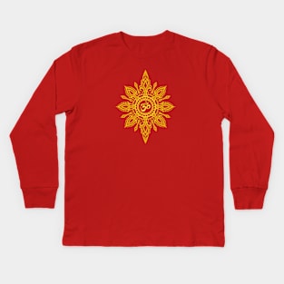 Intricate Golden Yoga Om Star Kids Long Sleeve T-Shirt